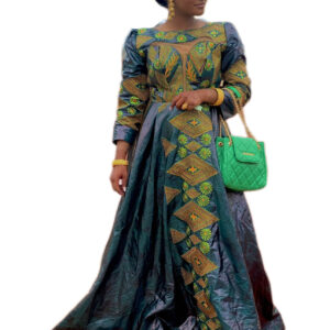 Robe, Bazin Getzner, taille L, Très bon état, foulard