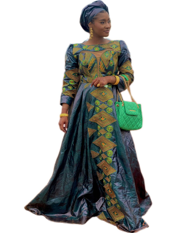 Robe, Bazin Getzner, taille L, Très bon état, foulard