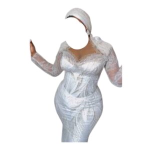Robe de mariée Blanche, Brodé, Taille L, Très bon état, foulard