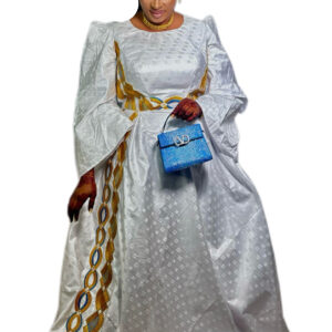 Robe Bazin Blanc, Getzner, Taille XL, Très bon état, foulard