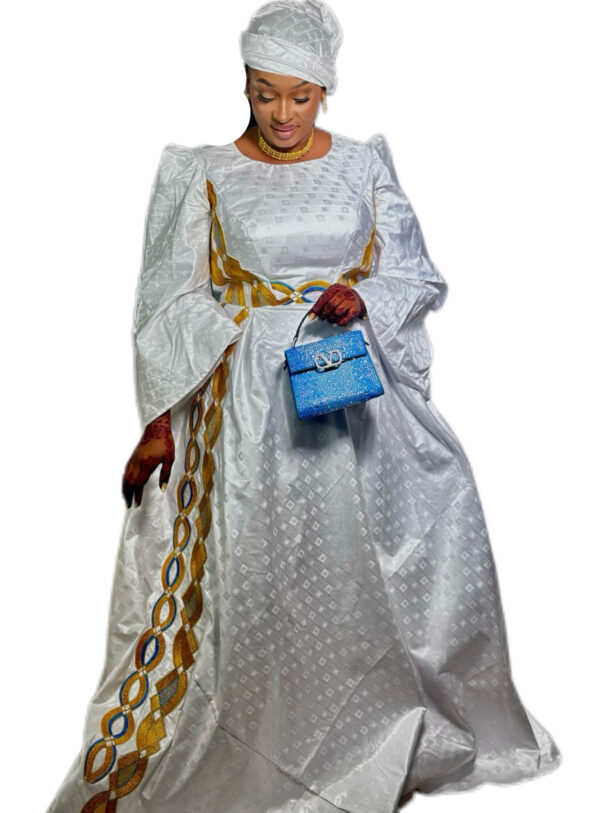 Robe Bazin Blanc, Getzner, Taille XL, Très bon état, foulard