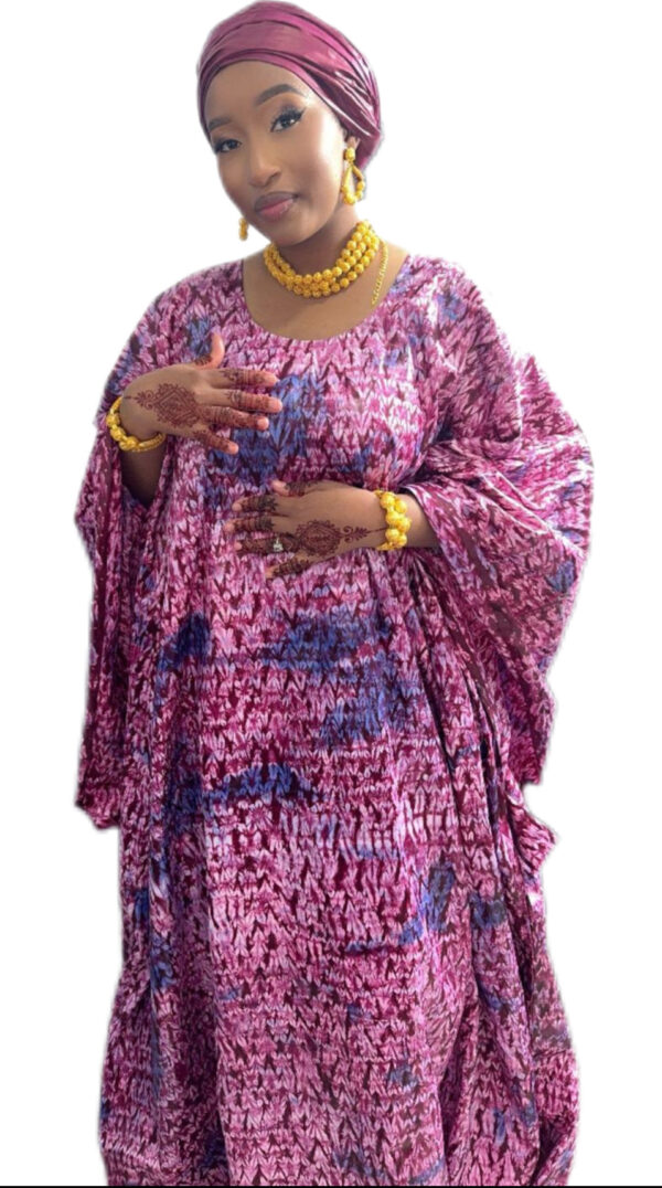 Grand Boubou, Bazin teinté, 4 mètres, Très bon état, foulard