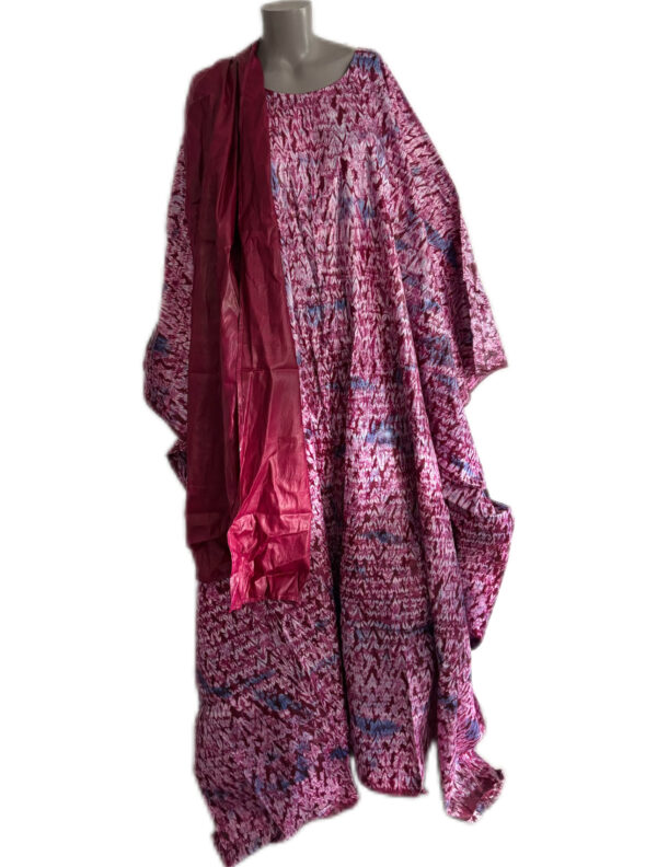 Grand boubou, Bazin teinté, 5 mètres, Très bon état, foulard