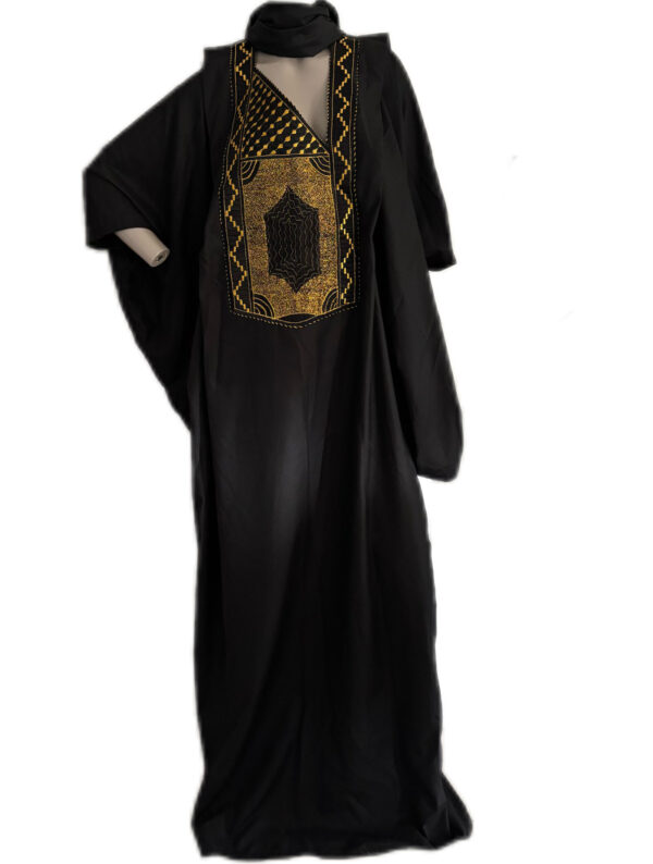 Robe Boubou, Tissu noir, taille unique, Très bon état, foulard