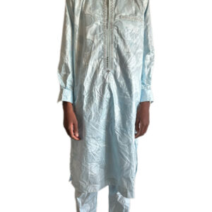 Ensemble deux pièces, Bazin bleu clair, taille 13 ans, Très bon état