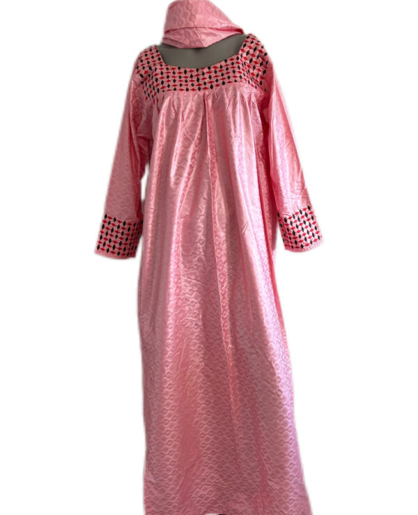 Robe bazin Getzner Rose, taille XXL, Très bon état, foulard