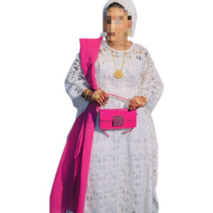 Robe Boubou Brodé Guipure, Taille L/XL, Très bon état, foulard