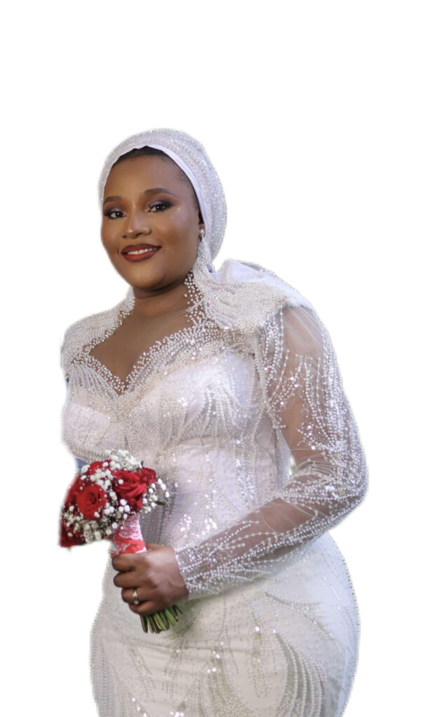 Robe de mariée Blanche, Brodé, Taille L, Très bon état, foulard – Image 2