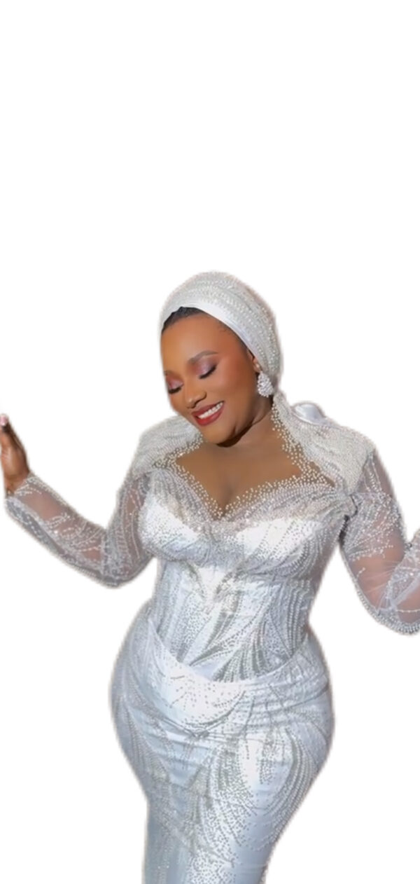 Robe de mariée Blanche, Brodé, Taille L, Très bon état, foulard