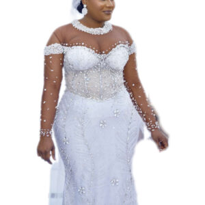 Robe de mariée Blanche, Brodé Strass, Taille L, Très bon état