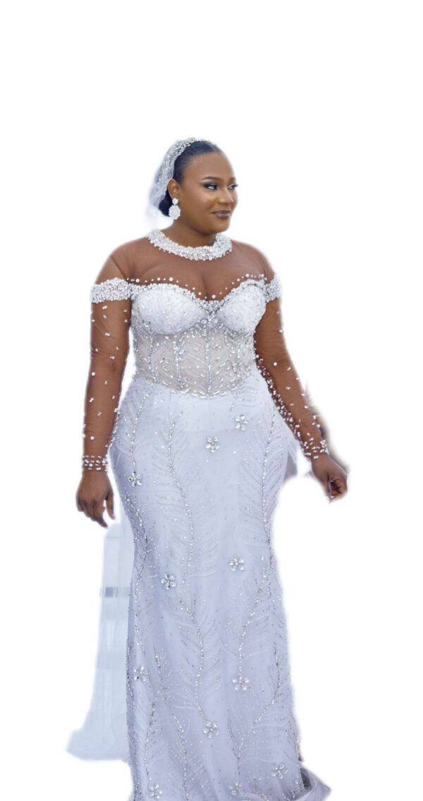 Robe de mariée Blanche, Brodé Strass, Taille L, Très bon état
