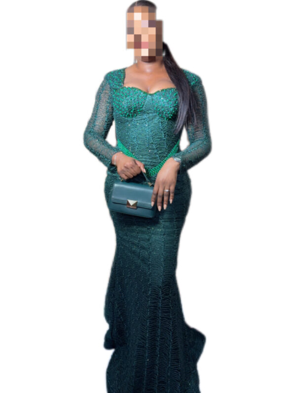 Robe Tissu vert, Taille M/L, Très bon état