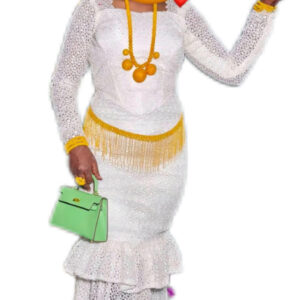 Brodé Guipur Blanc, Taille M, Très bon état, turban