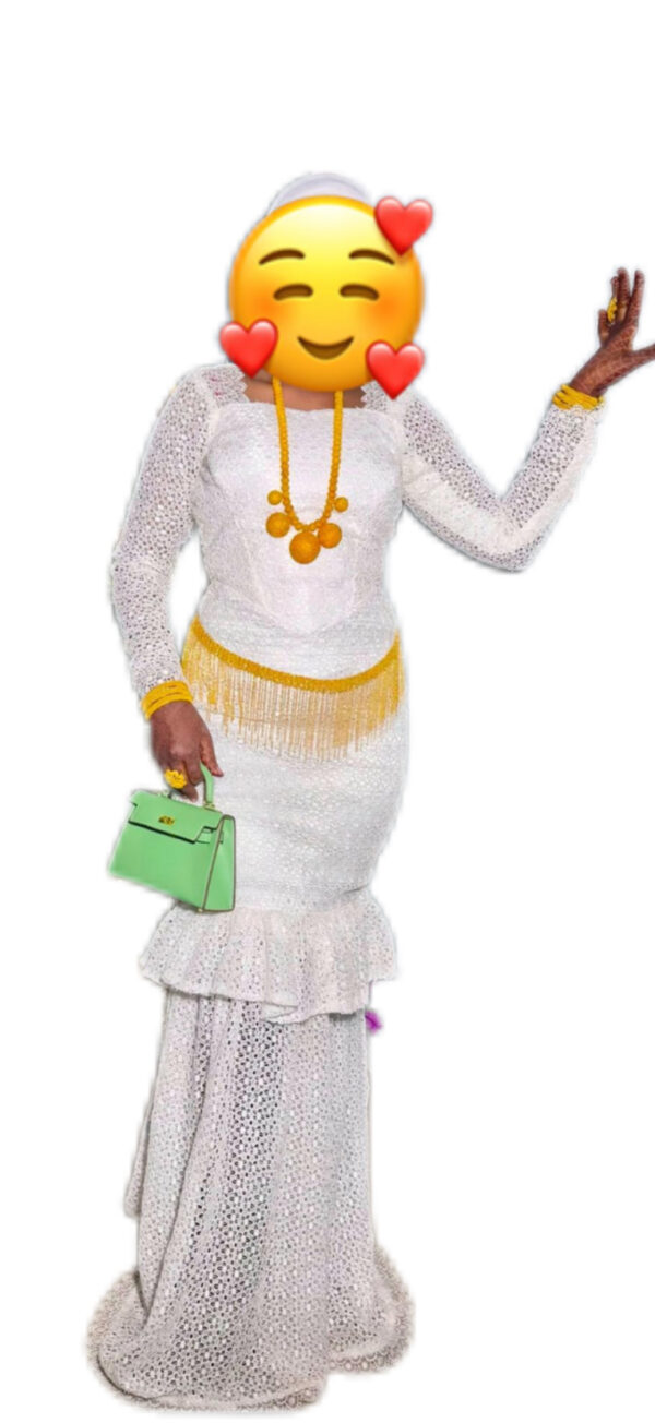 Brodé Guipur Blanc, Taille M, Très bon état, turban