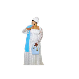 Robe Brodé Blanc, Taille L, Quasi-neuf, foulard