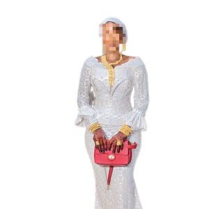 Robe brodé Blanc, Taille S, Quasi-neuf, Foulard