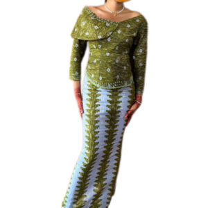 Jupe complet Wax Fente gold, Taille S, Très bon état, foulard