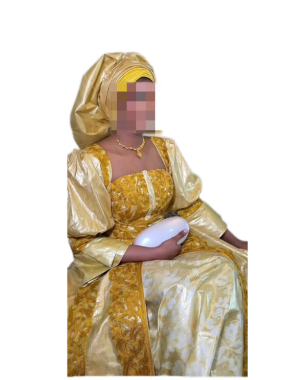 Robe bazin Getzner Moutarde, taille S, Très bon état, Foulard