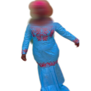Robe bazin Getzner Bleu, Taille L, Très bon état, Foulard