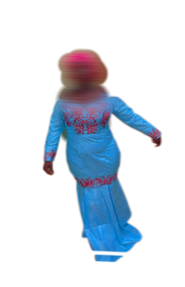 Robe bazin Getzner Bleu, Taille L, Très bon état, Foulard