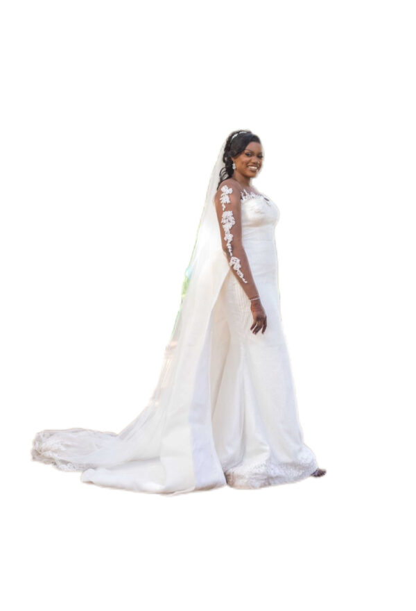 Robe de mariée deux pièces, voile de 2 mètres, taille XL, Très bon état