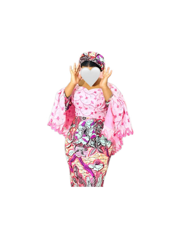 Robe Wax/Brodé, taille L, Très bon état, foulard