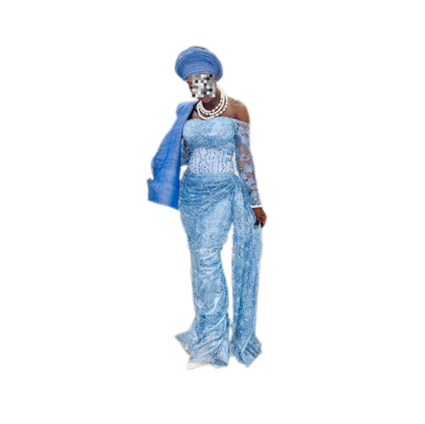 Robe brodé bleu, taille S, Quasi-neuf, foulard