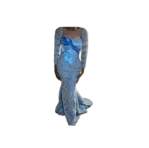 Robe de soirée Bleu Tissu, taille S/M, Très bon état