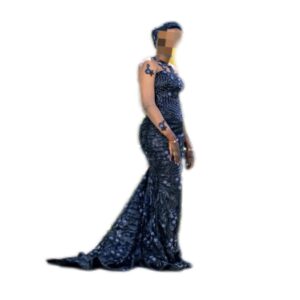 Robe de soirée, taille L, Quasi-neuf, foulard