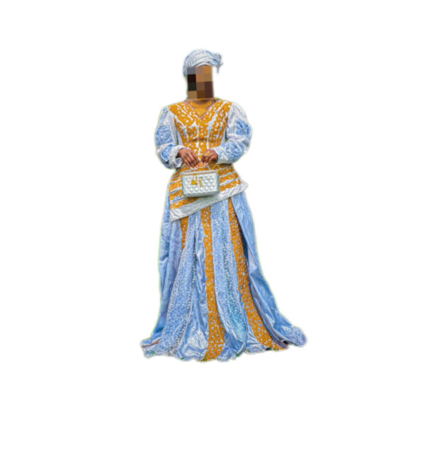 Robe Bazin Teinté, Taille M, Quasi-neuf, foulard