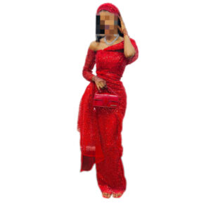 Robe de soirée Rouge, Tulle, Taille S, Quasi-neuf, foulard