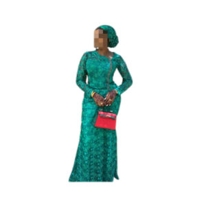 Robe brodé Vert, taille M, Quasi-neuf, foulard