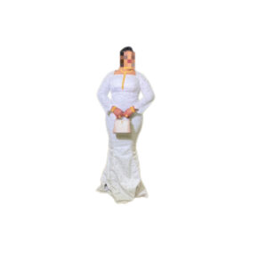 Robe brodé Blanc, taille L, Quasi-neuf, foulard