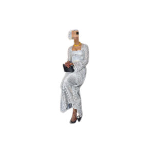 Robe brodé Guipure gris, taille S, Quasi-neuf, foulard