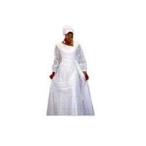 Robe brodé blanc, taille M, Quasi-neuf, foulard