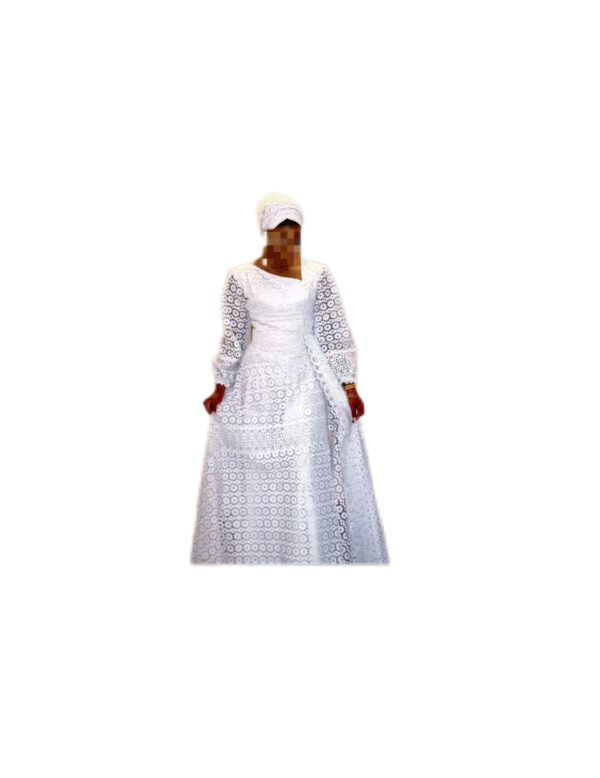 Robe brodé blanc, taille M, Quasi-neuf, foulard