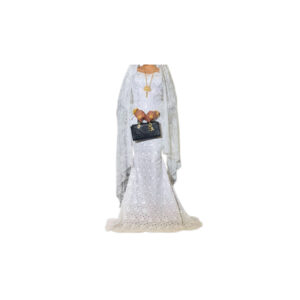 Robe brodé blanc, taille S, Quasi-neuf, foulard