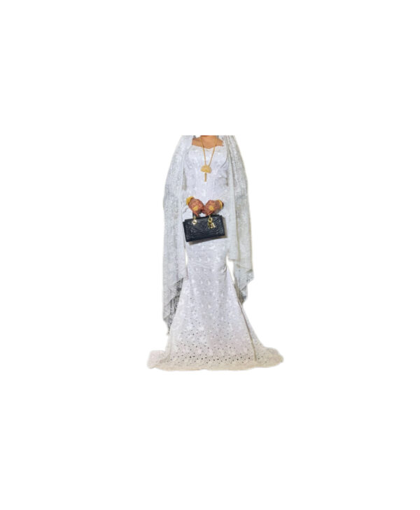 Robe brodé blanc, taille S, Quasi-neuf, foulard