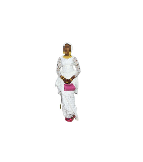 Robe brodé blanc, Taille M, Quasi-neuf, foulard