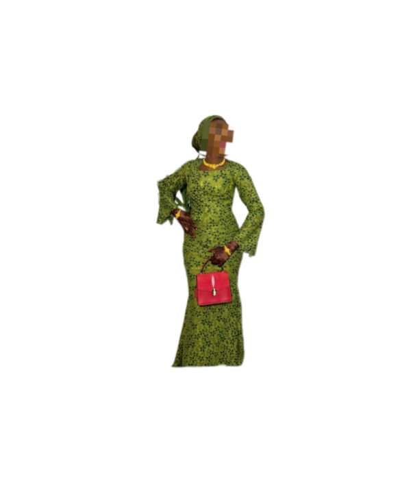 Robe brodé vert, taille M, Quasi-neuf, foulard