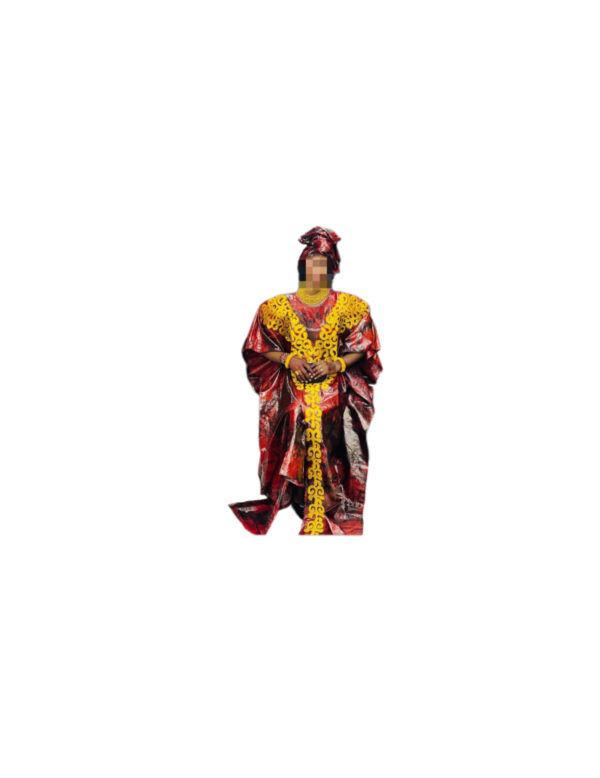 Grand Boubou Bazin riche, Taille M, Quasi-neuf, foulard