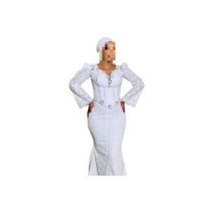 Robe brodé blanc, taille M, Quasi-neuf, turban
