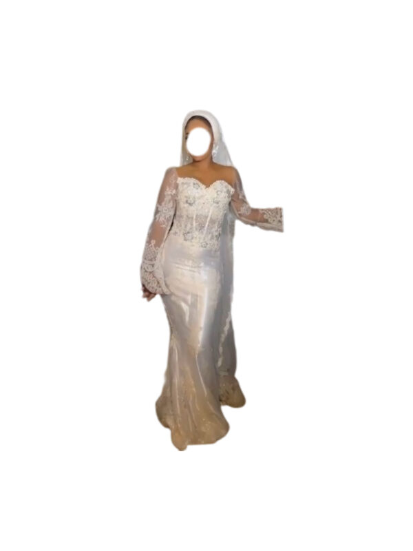Robe de mariée, taille M, Quasi-neuf, foulard