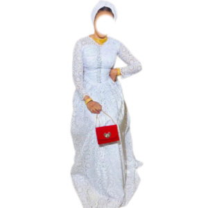 Robe brodé blanc, taille M, Quasi-neuf, foulard