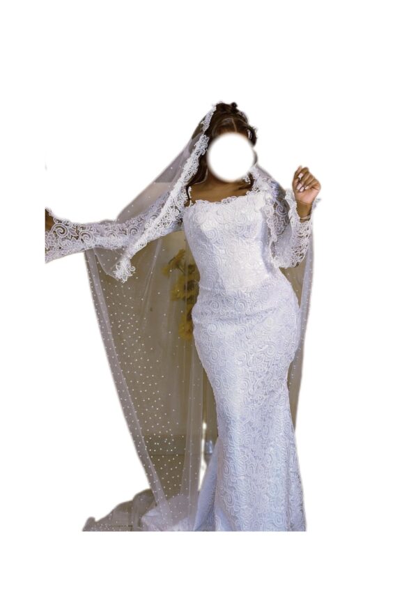 Robe de mariée brodé Guipure, Taille M, Quasi-neuf