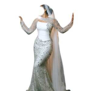 Robe de mariée, taille M, Quasi-neuf, voile