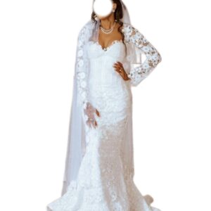 Robe de mariée brodé Guipure, taille S/M, Quasi-neuf