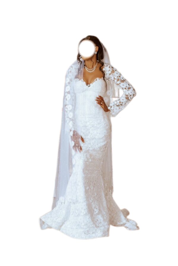 Robe de mariée brodé Guipure, taille S/M, Quasi-neuf
