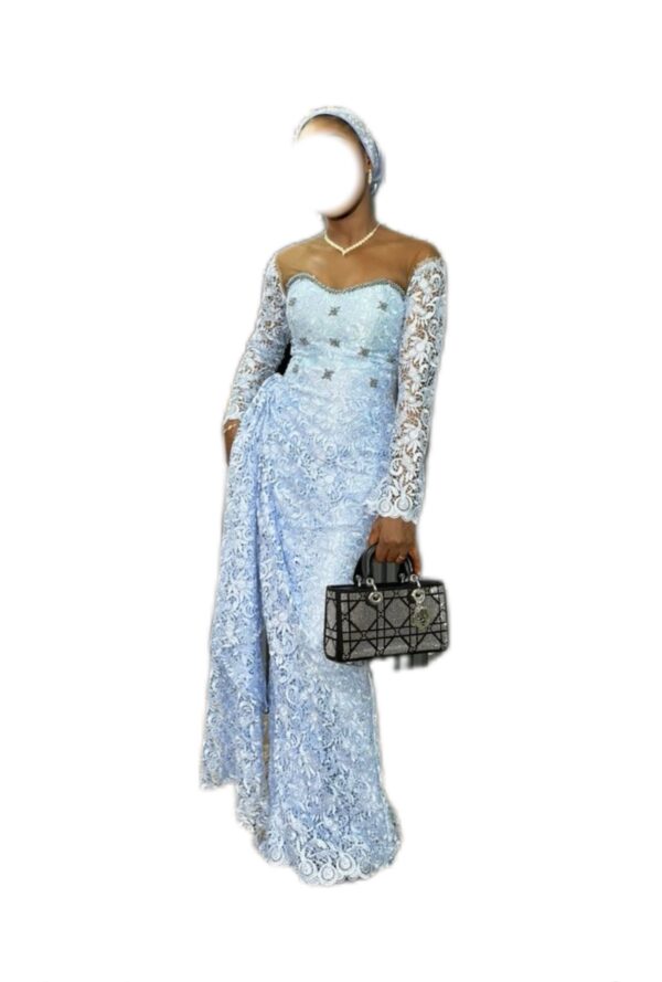 Robe brodé guipure, taille M, quasi-neuf, foulard