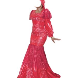 Robe Bazin rouge, taille M, Quasi-neuf, foulard